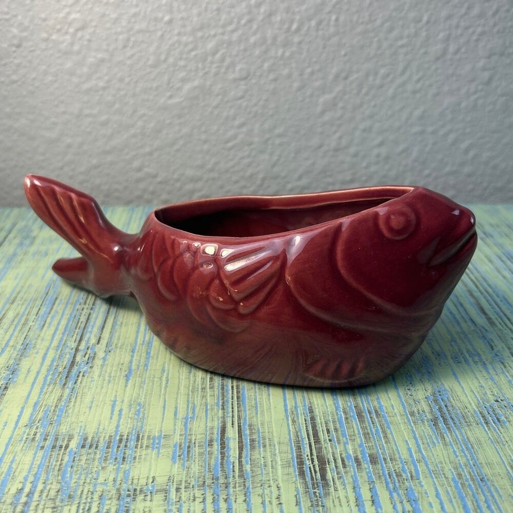 Vintage Chicken of the Sea Pottery Fish Dish Base Mid-Century Ceramic Planter D